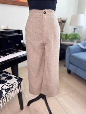 High-Waist Wide Leg Women’s Pants in Light Taupe